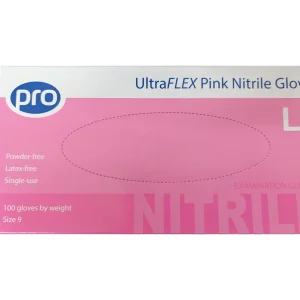 PRO UltraFLEX Pink Nitrile Gloves Large - Case of 10 x 100