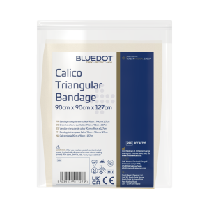 Blue Dot Calico Unhemmed Triangular Bandage 90cm x 90cm x 127cm (Individual)