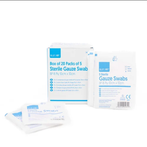 Blue Dot Sterile Gauze Swabs 10cm x 10cm (Pack of 5)- Individual Pack