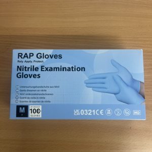 RAP Nitrile Examination Gloves - Box of 100 - Size Medium