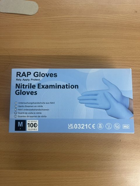 RAP Nitrile Examination Gloves – Box of 100 – Size Medium